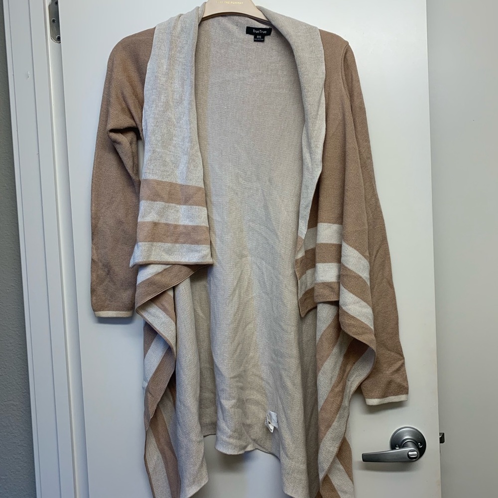 Waterfall cardigan beige and white stripes